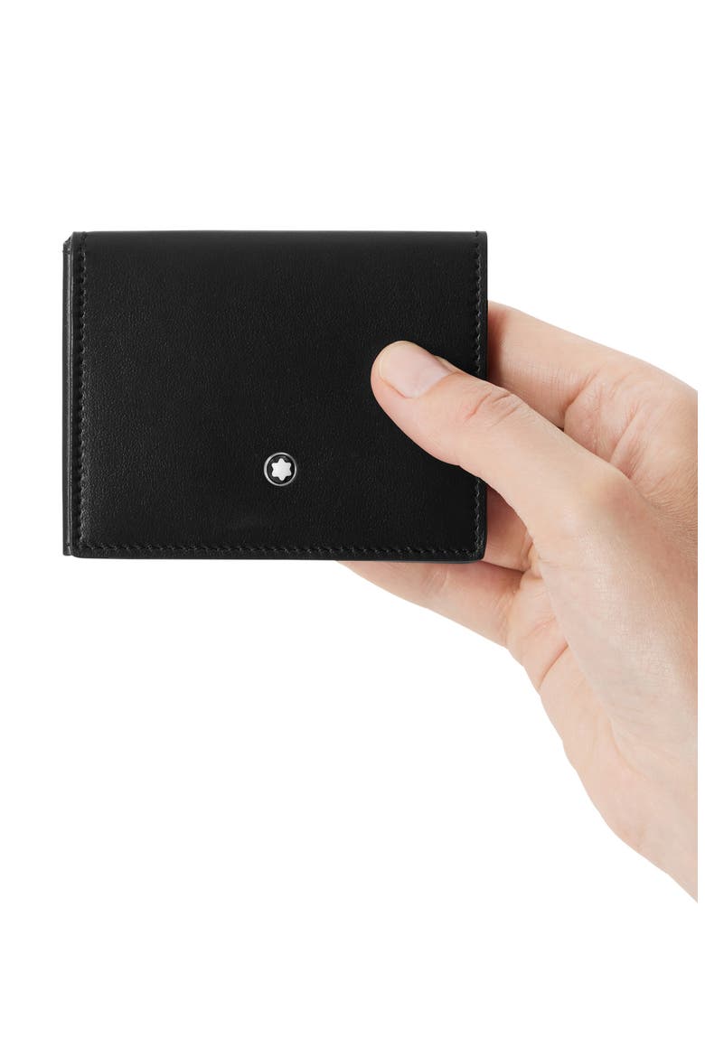 Soft Trifold Leather Card Holder, Alternate, color, BLACK