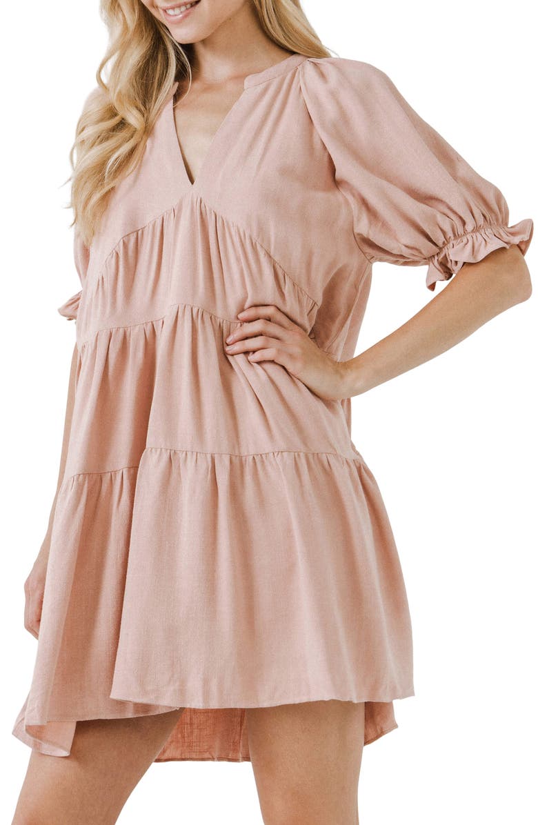 Free the Roses Tiered Minidress, Alternate, color, Blush