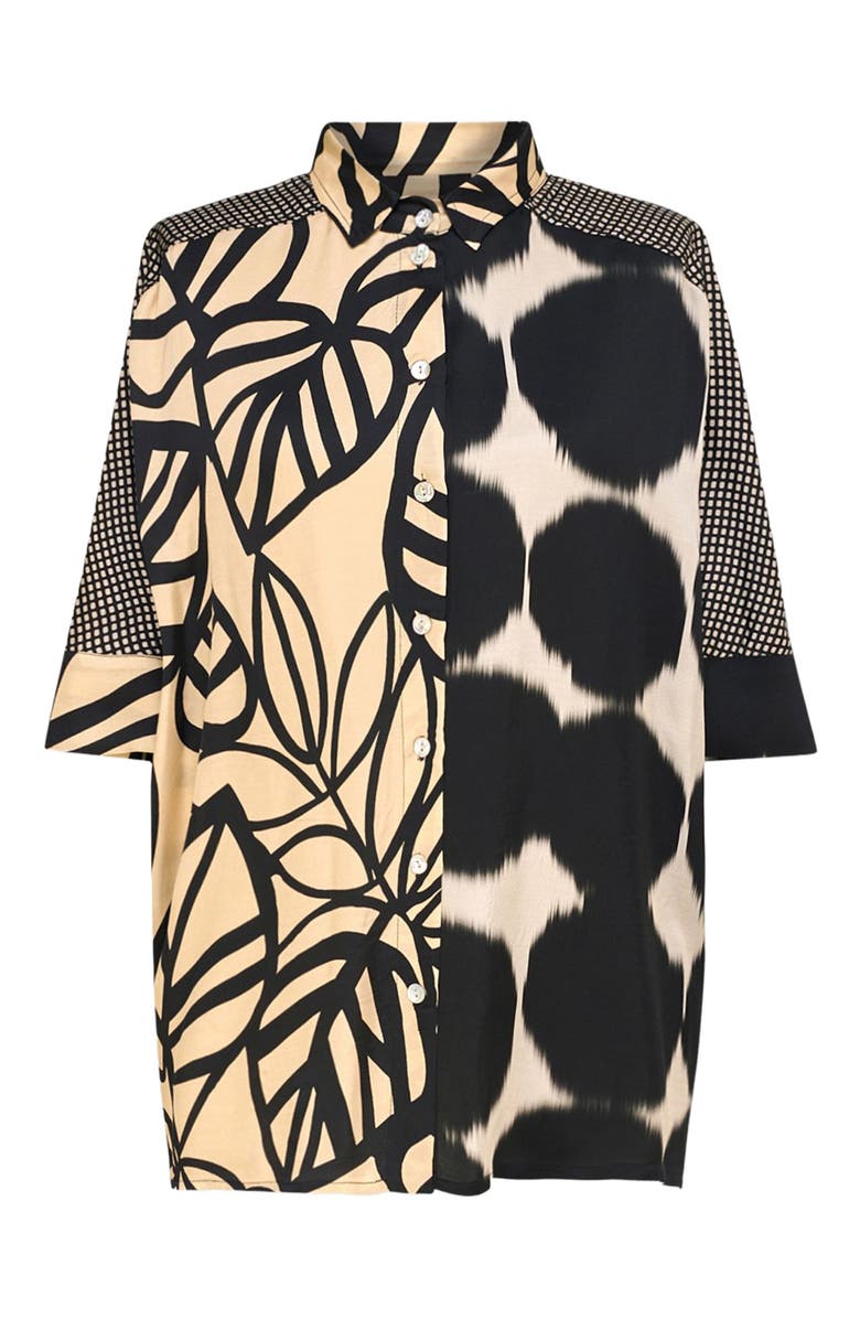 Alembika Serene mixed print button-up shirt, Alternate, color, 