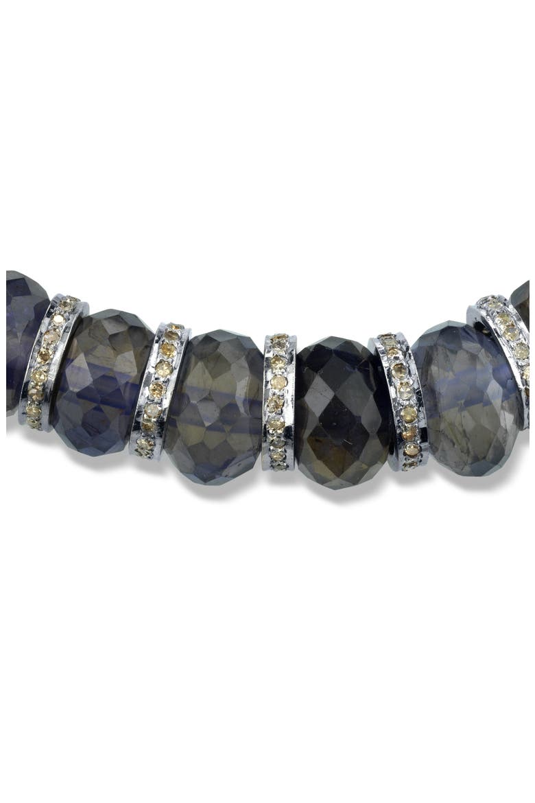 5-Rondelle Iolite & Diamond Bracelet, Alternate, color, IOLITE