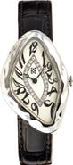 PASCAL Paradoxe Lab Grown Diamond Leather Strap Watch, 30mm x 44mm