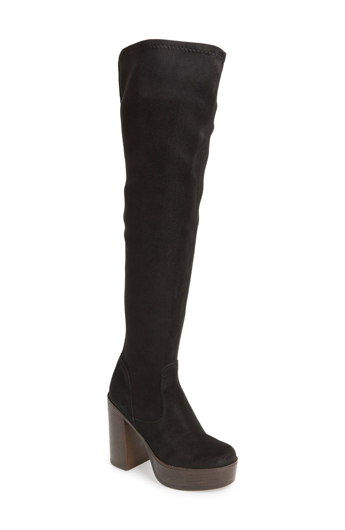 'Buddy '70s' Over the Knee Boot, Main, color, BLACK