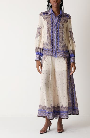 パンツ ZIMMERMANN MAXINE WIDE LEG PRINTED TROUSERS Zimmermann Maxine Paisley Crop Ramie Wide Leg Pants | Nordstrom