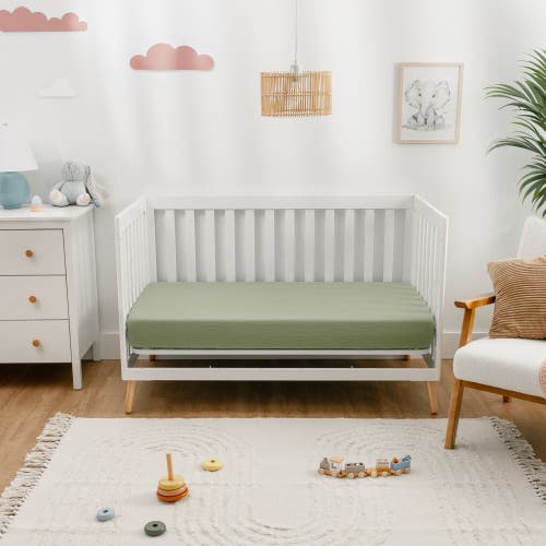 Comfy Cubs Muslin Fitted Crib Sheet In Sage