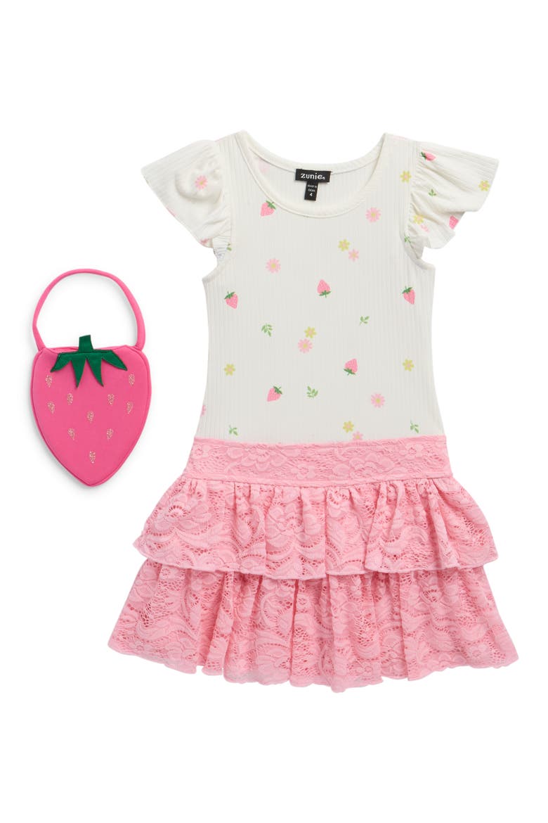 Kids' Strawberry Dress & Handbag Set, Alternate, color, IVORY/CORAL