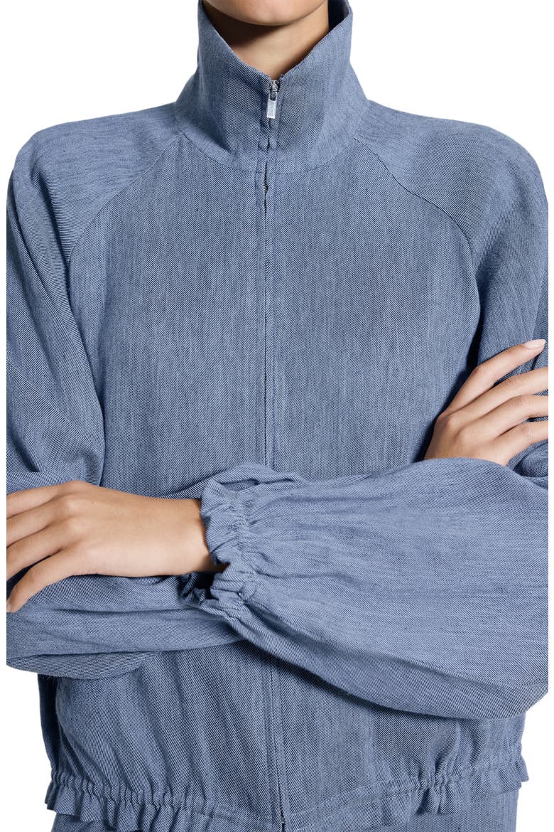 Drawstring Hem Linen Blend Jacket, Alternate, color, LIGHT DENIM