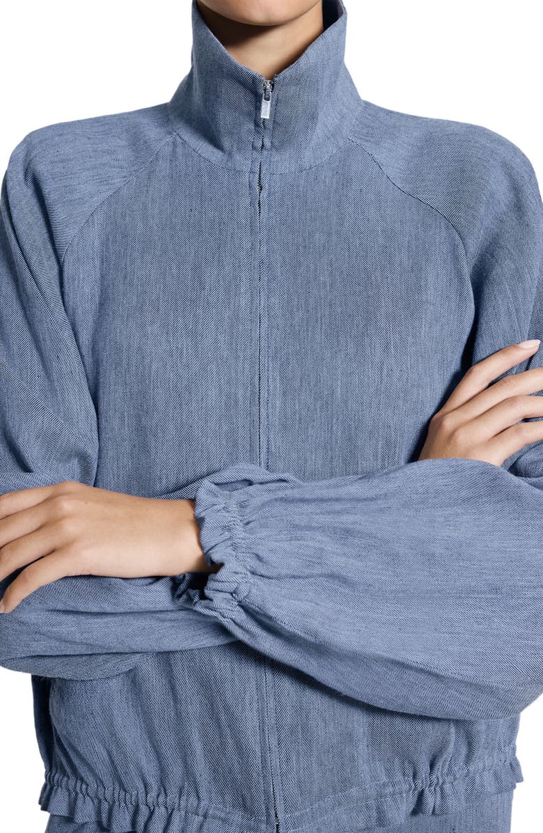 Theory Drawstring Hem Linen Blend Jacket, Alternate, color, Light Denim