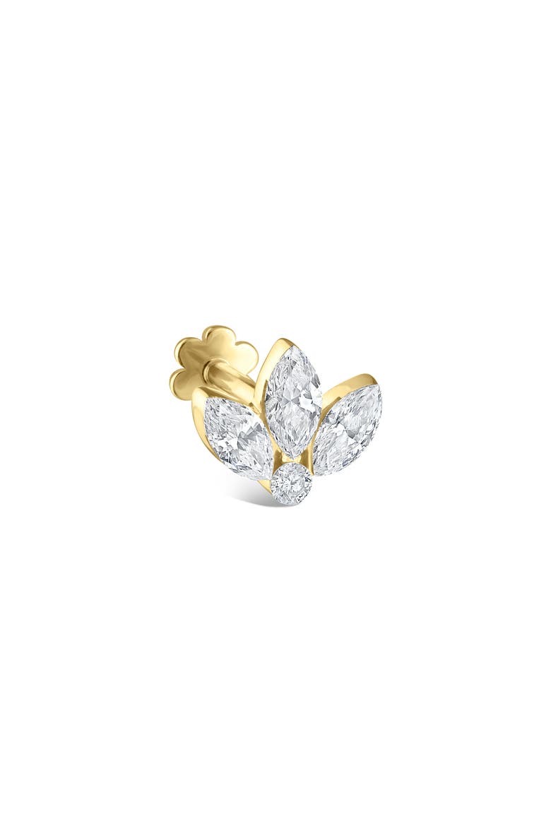 Invisible Diamond Lotus Threaded Stud Earring, Main, color, YELLOW GOLD