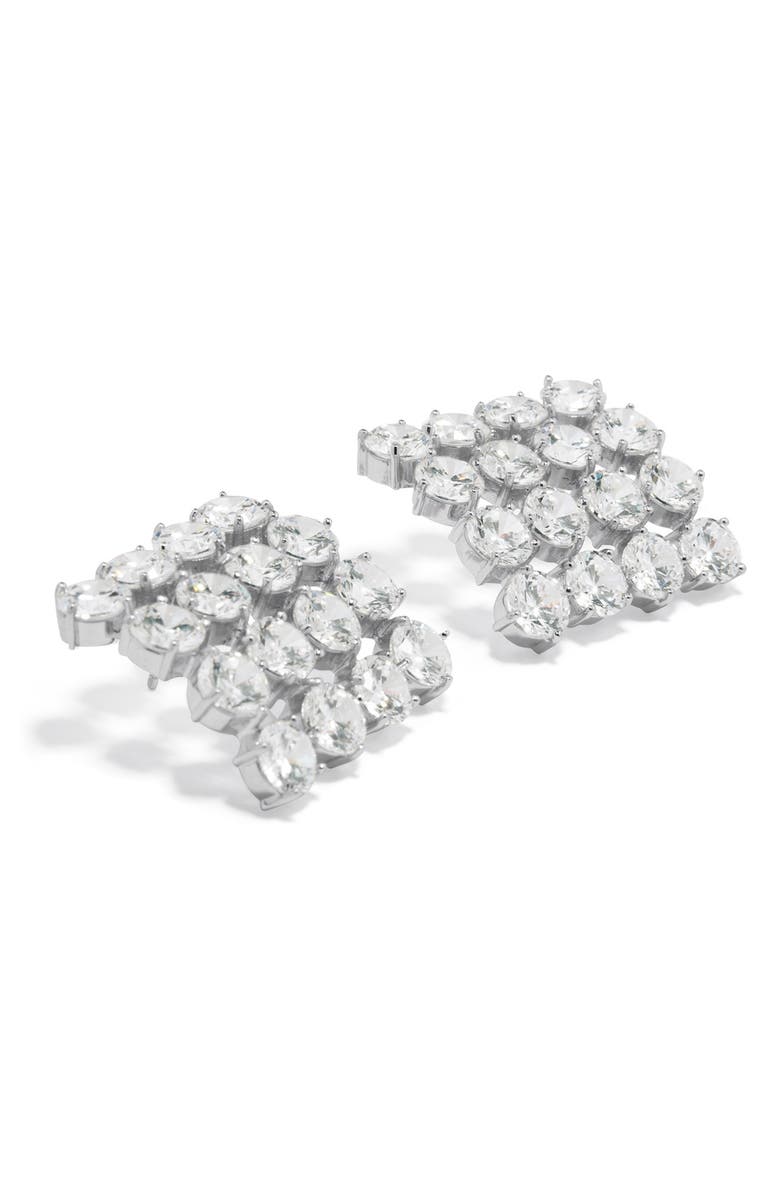 COMPLETEDWORKS Cubic Zirconia Grid Stud Earrings, Alternate, color, Rhodium