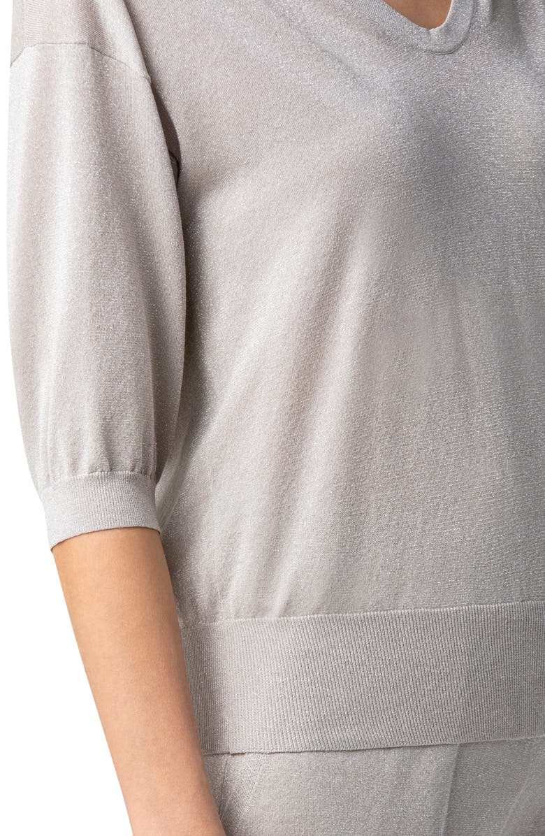 Akris Metallic Silk & Organic Cotton Hooded Sweater, Alternate, color, 