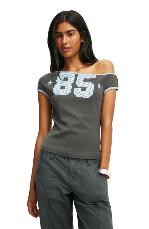 Women's Off Shoulder Graphic Tee