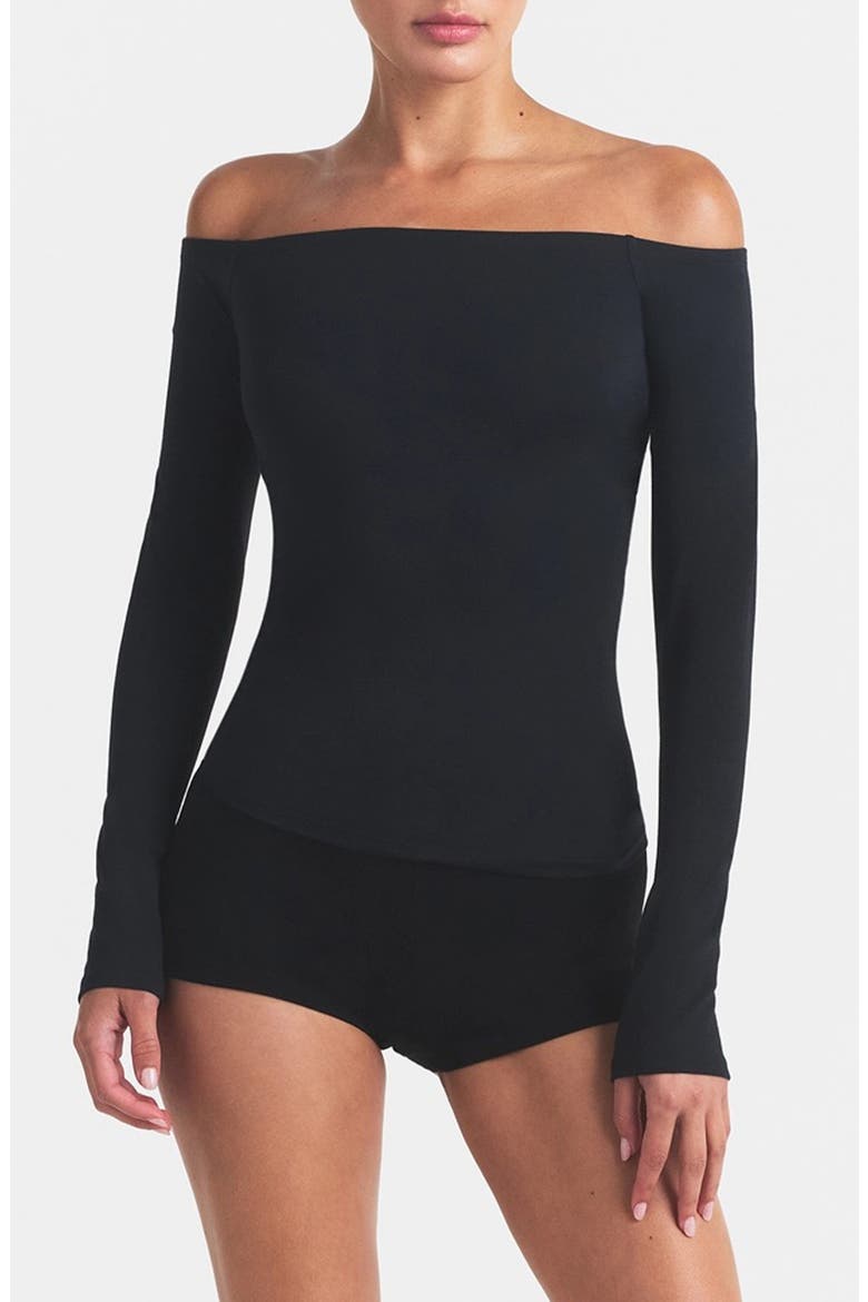 Smooth Layers Off the Shoulder Top, Main, color, OBSIDIAN