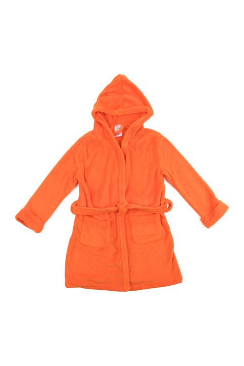 Orange Fleece Hooded Robe