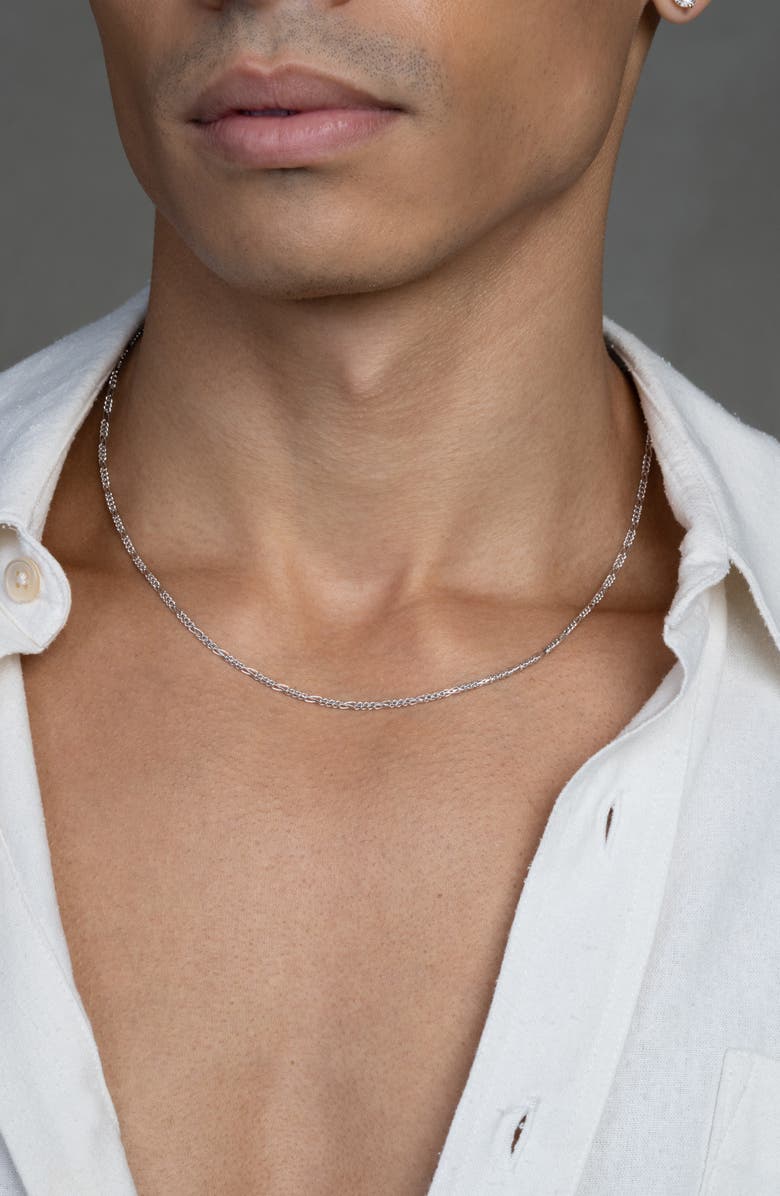 Bony Levy Men's 14K Gold Box Figaro Chain Necklace, Alternate, color, 14K White Gold