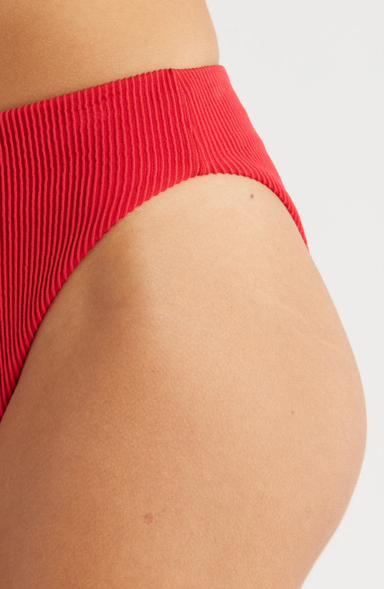 FARM Rio Ribbed High Leg Bikini Bottoms, Alternate, color,