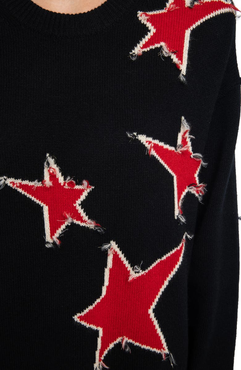 Zadig & Voltaire Markus Stars Cashmere Sweater, Alternate, color, Black