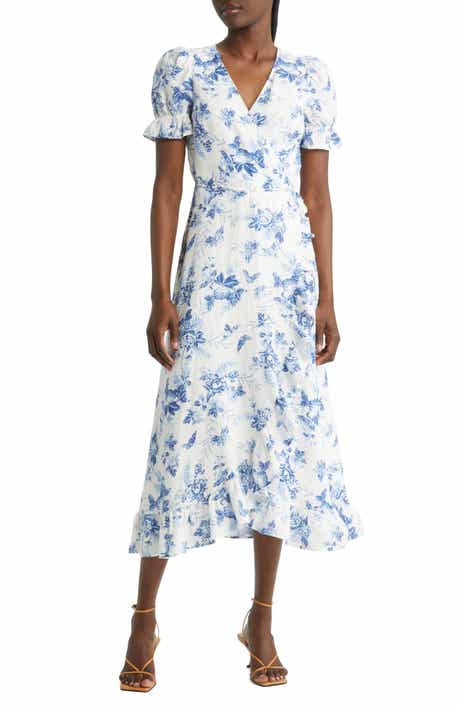 & Other Stories Floral Linen Wrap Dress