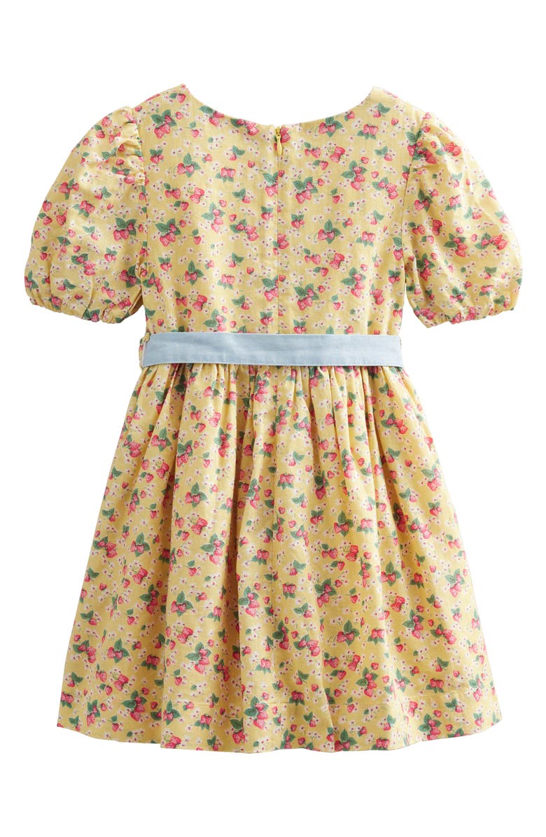 Mini Boden Kids' Retro Print Puff Sleeve Linen & Cotton Dress, Alternate, color,