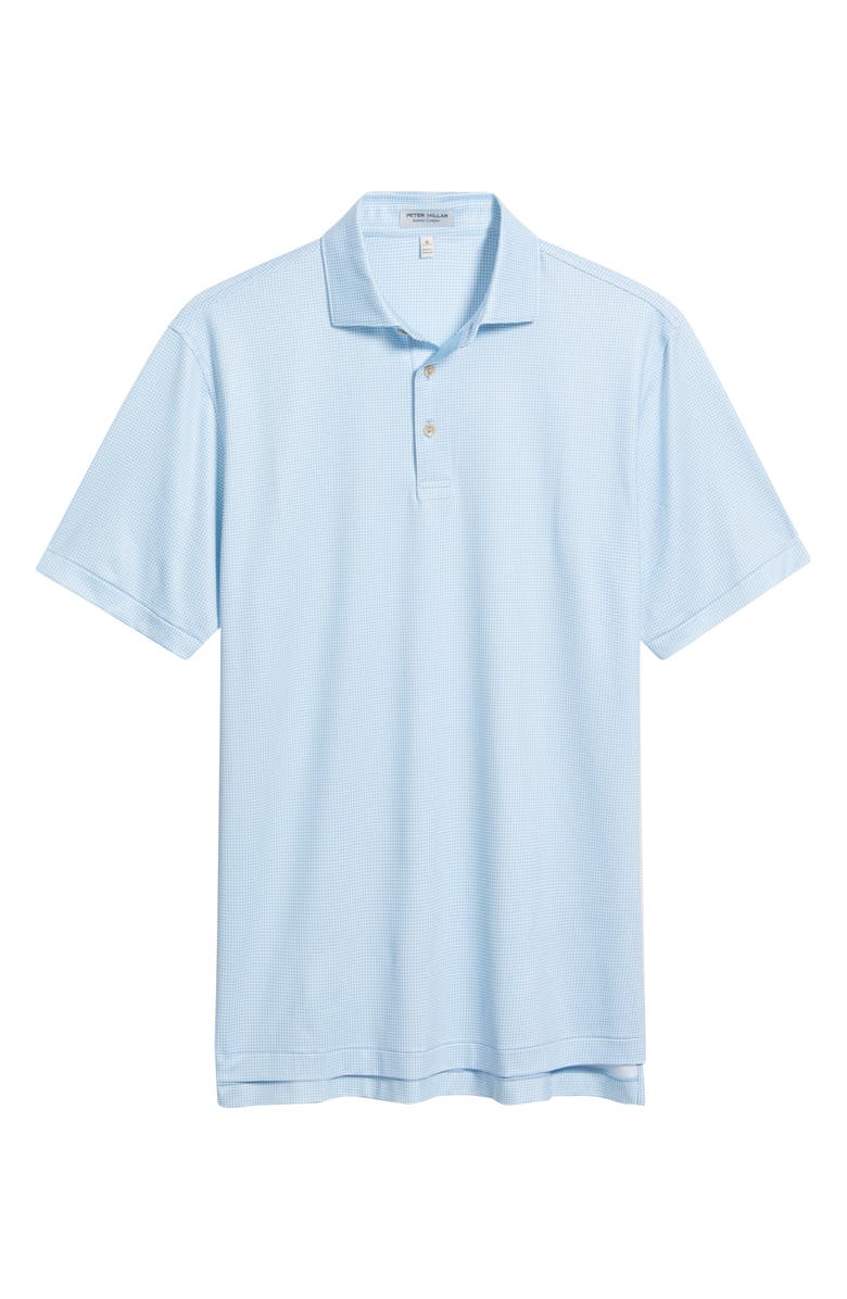 Peter Millar Gingham Check Performance Jersey Polo, Alternate, color, Cottage Blue
