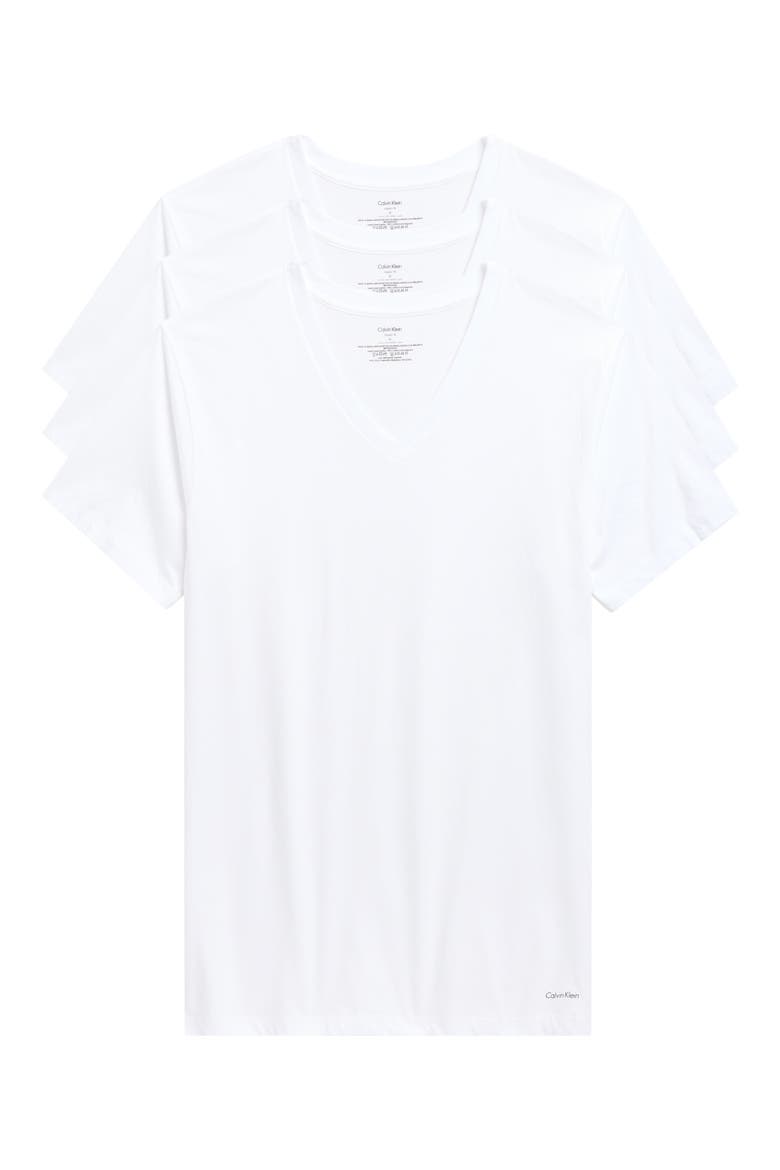 3-Pack Cotton V-Neck T-Shirt, Main, color, 100 WHITE