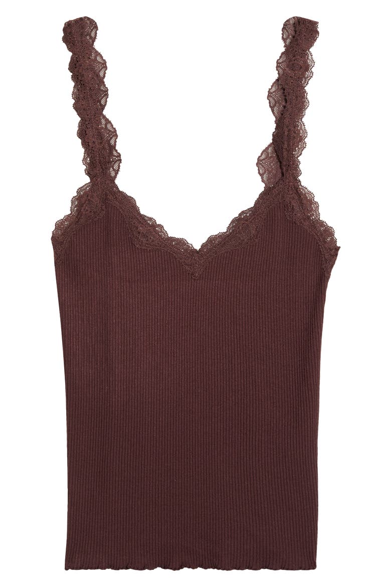 Spring Fever Rib Lace Trim Camisole, Alternate, color, CHOCOLATE