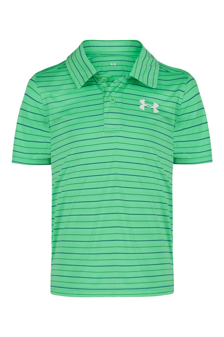 Kids' Match Play Stripe Performance Polo, Main, color, MATRIX GREEN