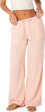 Roxy Iyla Cotton Crinkle Gauze Wide Leg Pants