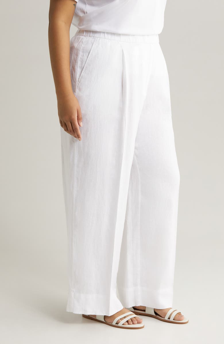 Eileen Fisher High Waist Pleated Organic Linen Wide Leg Pants, Alternate, color,