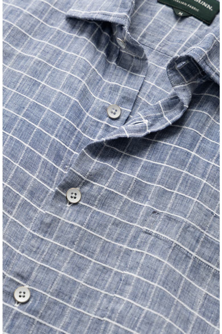 Croftview Check Short Sleeve Linen & Cotton Button-Up Shirt, Alternate, color, ECLIPSE