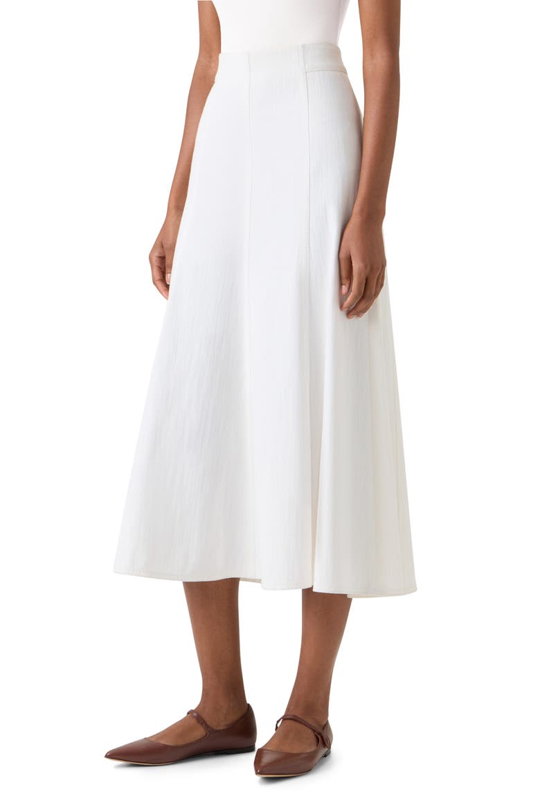 Stretch Denim A-Line Midi Skirt, Alternate, color, CREAM