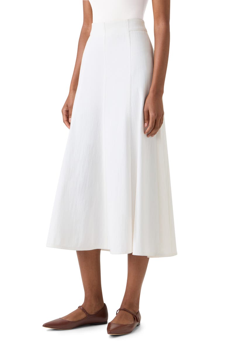 Akris punto Stretch Denim A-Line Midi Skirt, Alternate, color, Cream