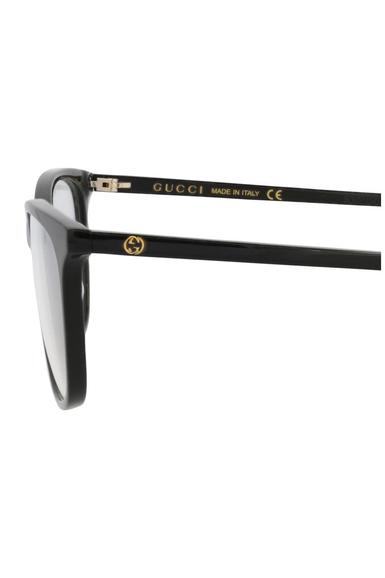 GG0549O 53mm Cat Eye Optical Glasses, Alternate, color, BLACK BLACK TRANSPARENT