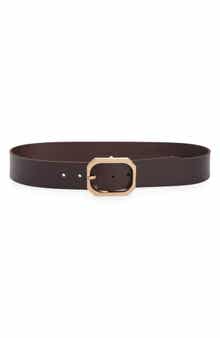 AllSaints Hexagon Buckle Leather Belt