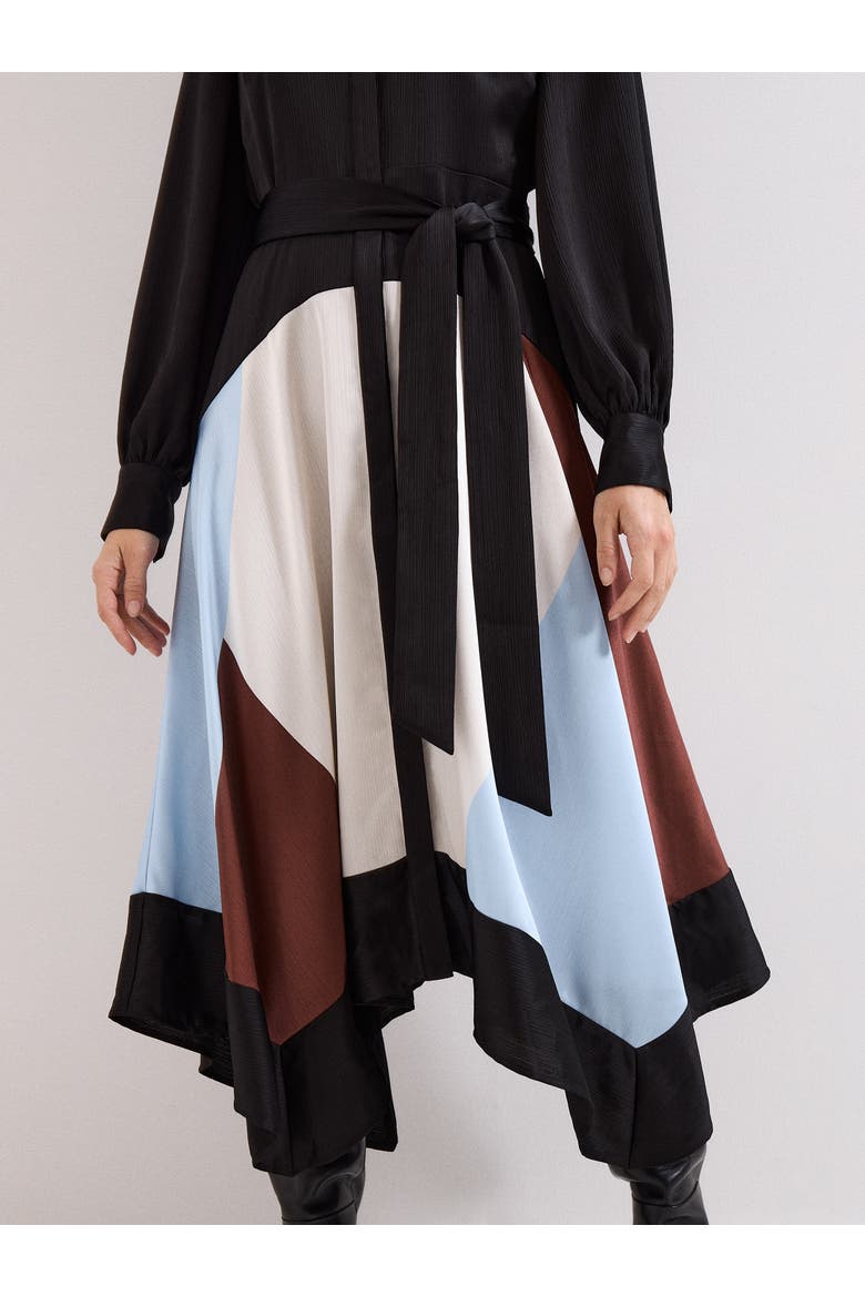 Samalie Satin Hanky Dress, Alternate, color, Black