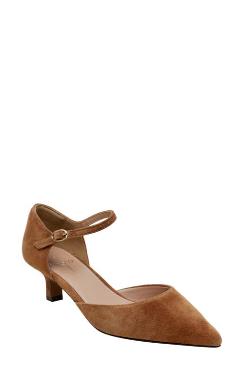 Linea Paolo Carey Ankle Strap Pointed Toe Pump in Nutmeg 