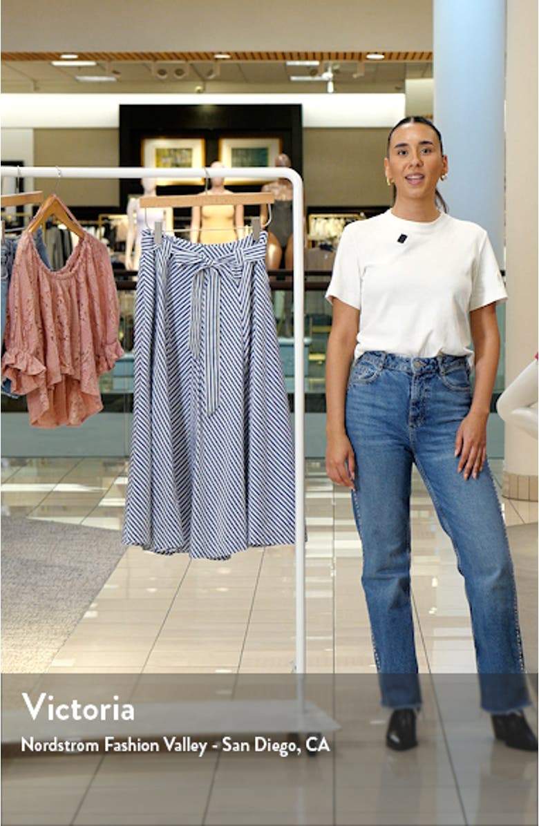 Stripe Flare Poplin Midi Skirt, sales video thumbnail