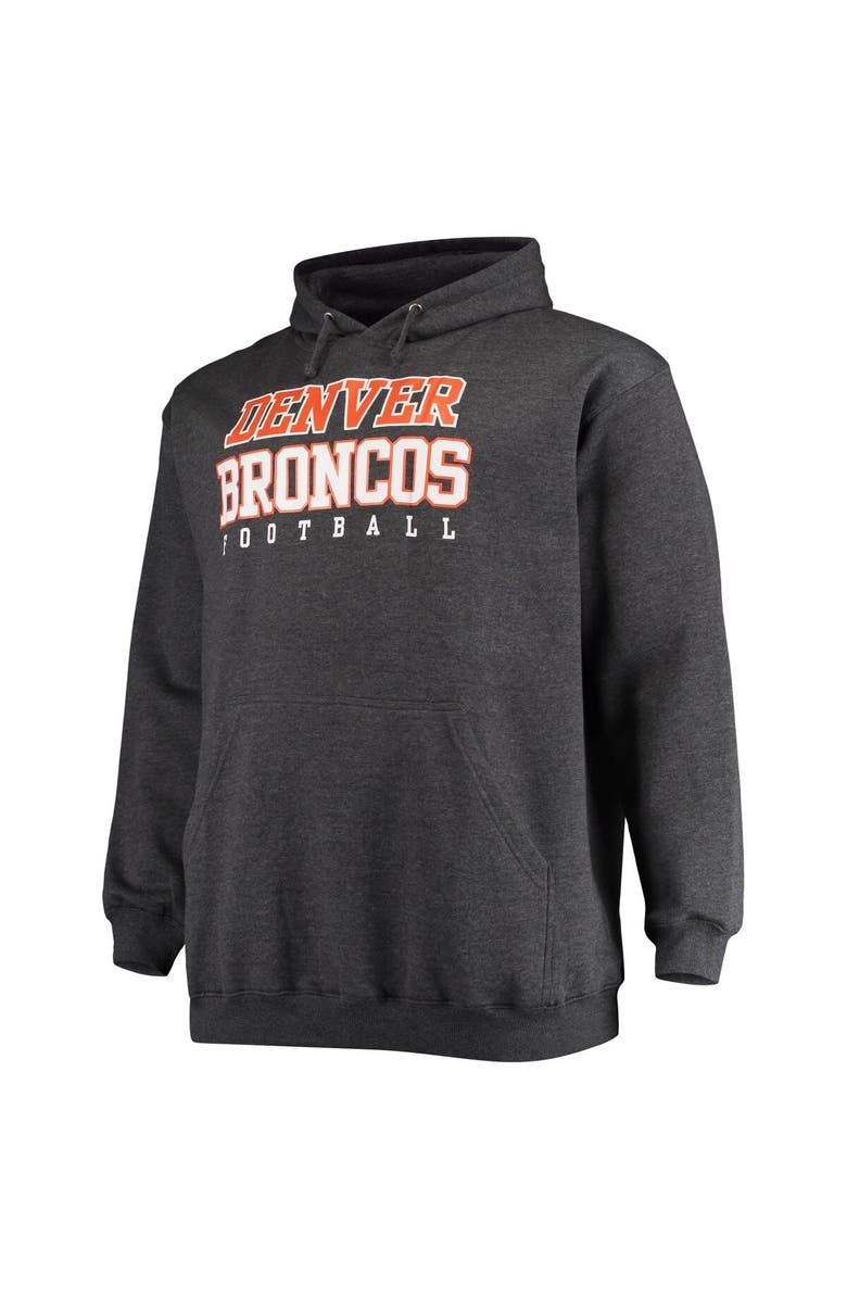 FANATICS Men's Fanatics Branded Heathered Charcoal Denver Broncos Big & Tall Practice Pullover Hoodie, Alternate, color, 