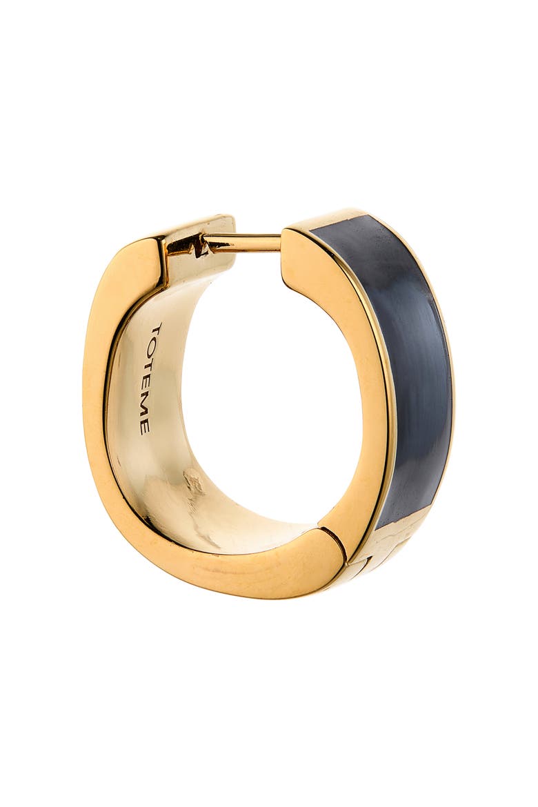 Signature Huggie Hoop Earrings, Alternate, color, BLACK/ GOLD