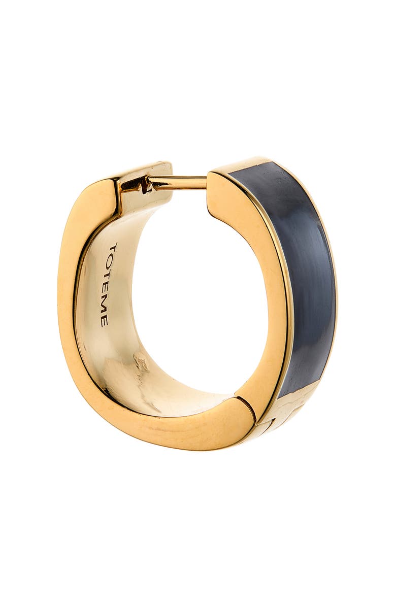 TOTEME Signature Huggie Hoop Earrings, Alternate, color, Black/ Gold