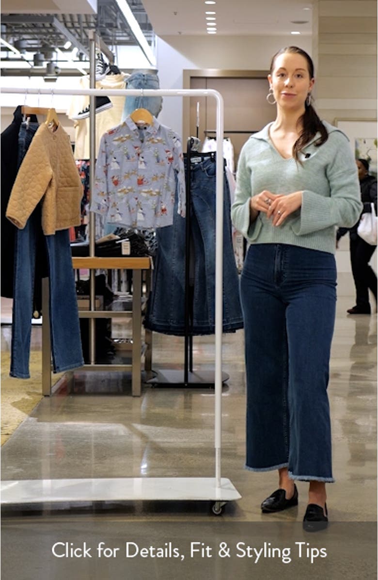 Kids' Santa Print Cotton Button-Up Shirt, sales video thumbnail