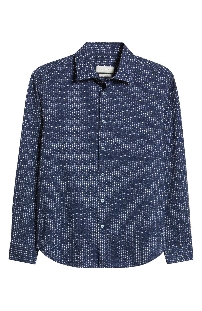 Bugatchi James OoohCotton<sup>®</sup> Golf Print Button-Up Shirt, Alternate, color, Navy