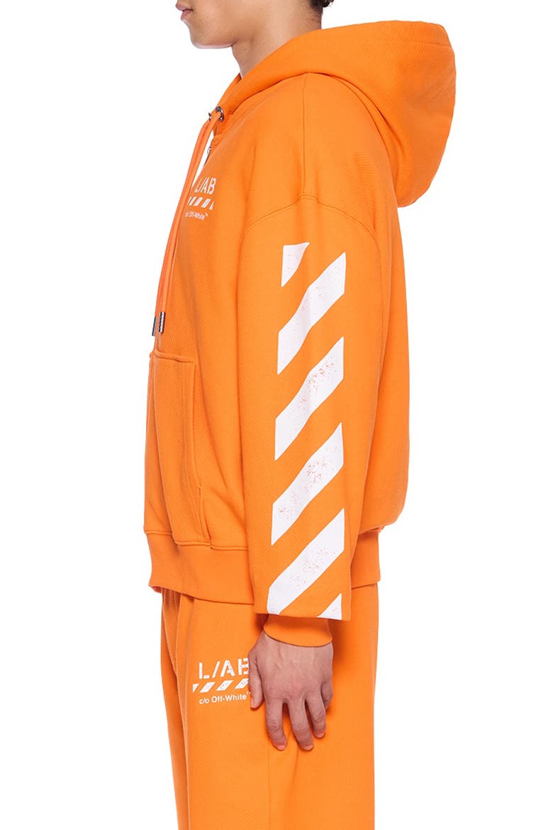 Diagonal Stripe Logo Cotton French Terry Zip Graphic Hoodie, Alternate, color, ORANGE TIGER