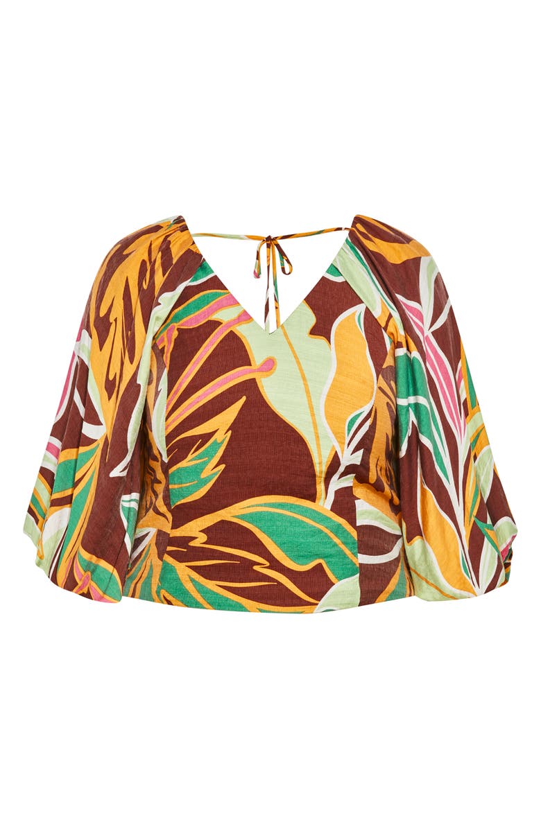 City Chic Petra Print Puff Sleeve Top, Alternate, color, Abstract