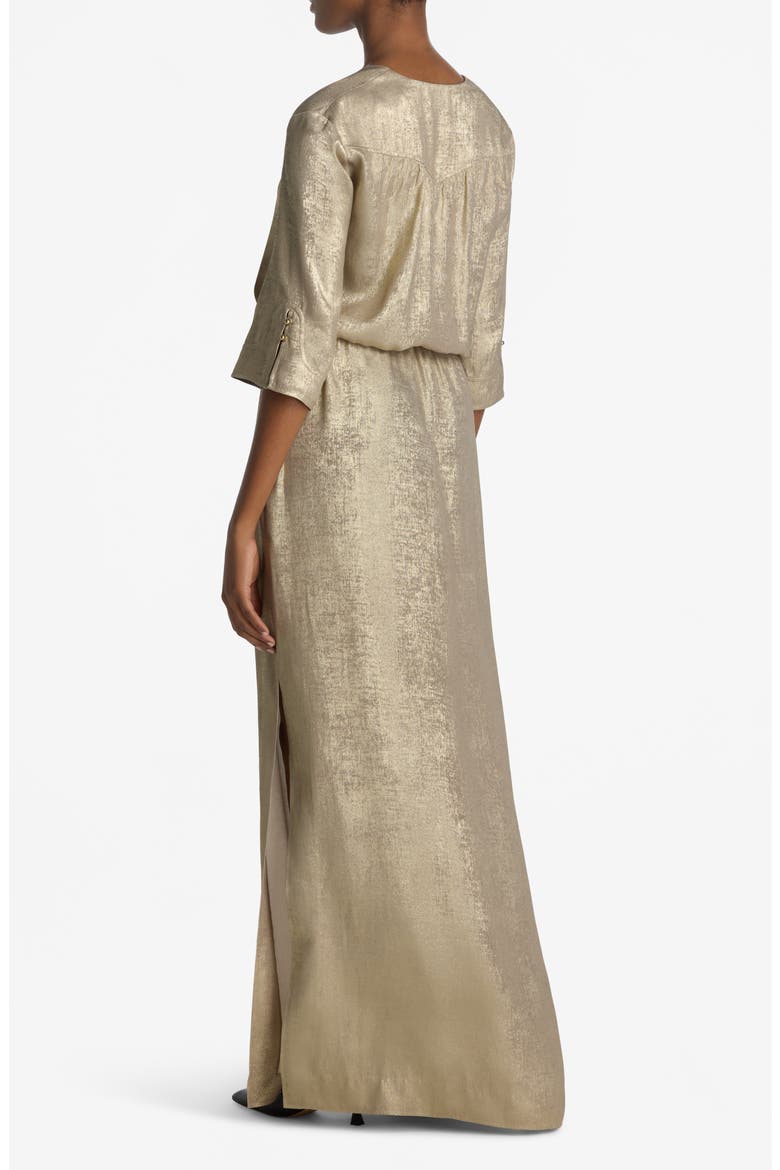 Metallic Tie Waist Gown, Alternate, color, CHAMPAGNE