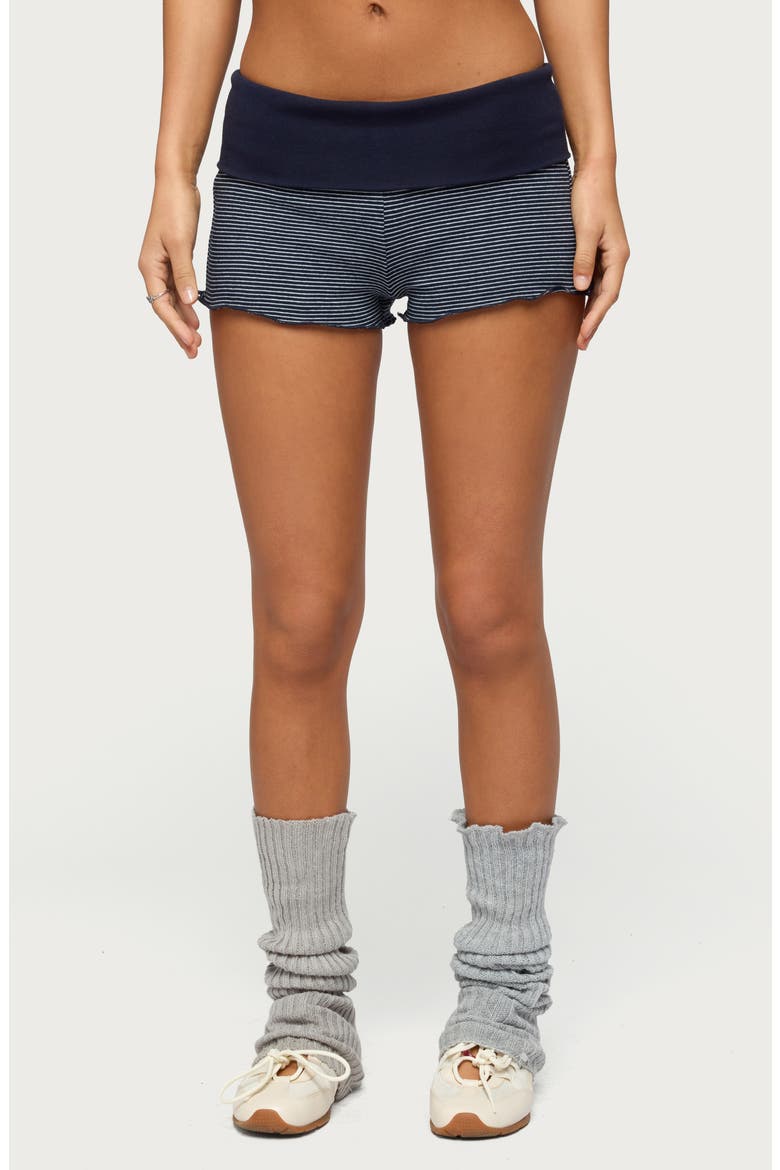Nour Contrast Stripe Microshorts, Main, color, NAVY