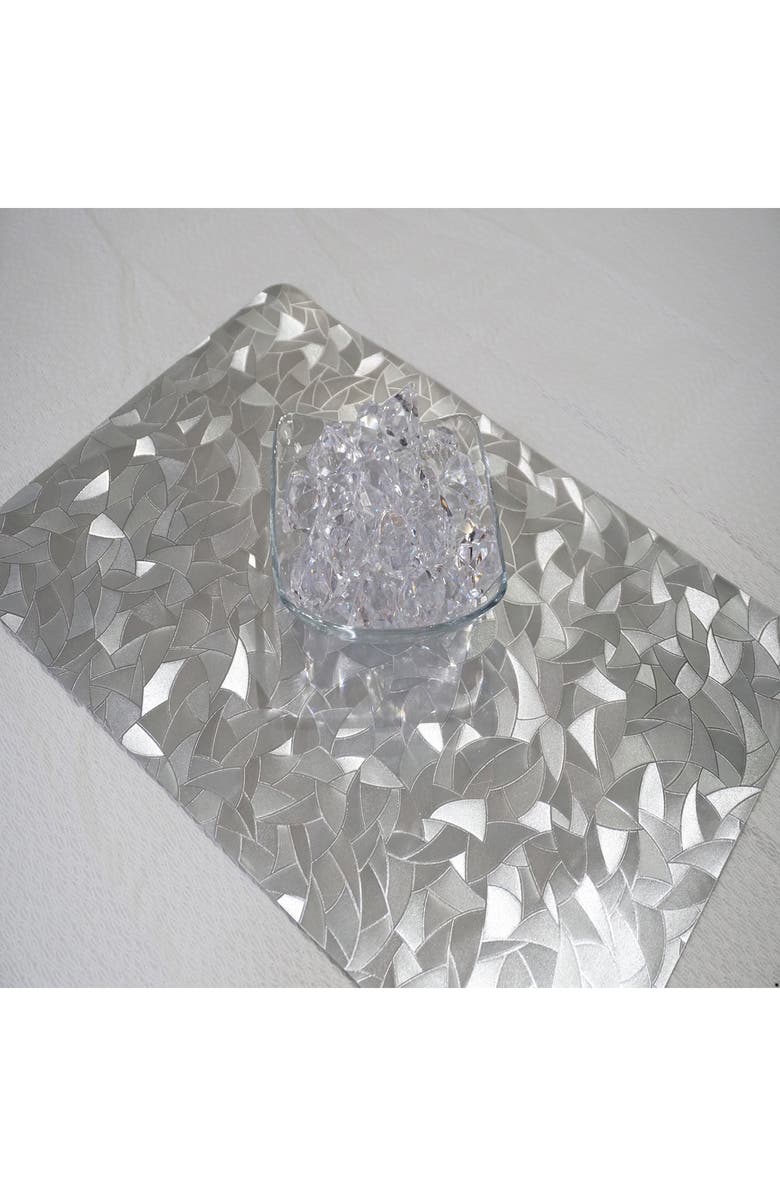 DAINTY HOME Mirror Print Set of 4 Placemats, Alternate, color, Silver