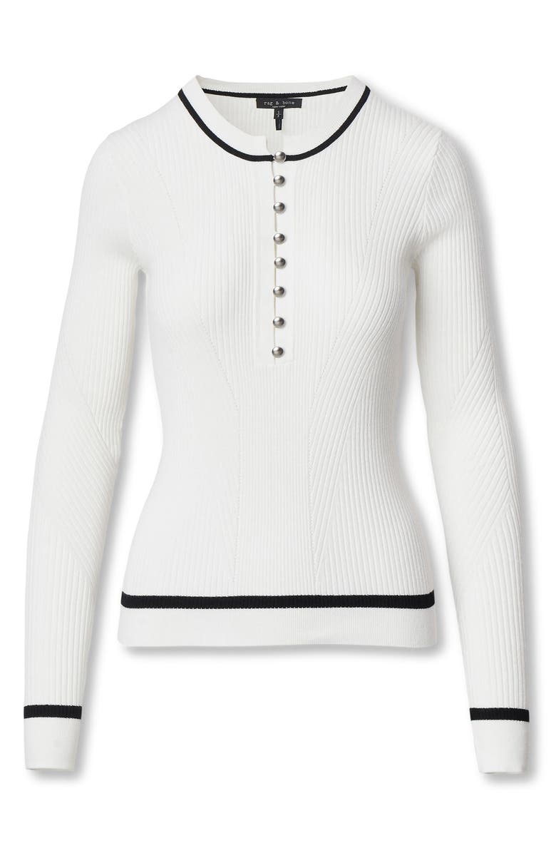 rag & bone Kassy Rib Henley, Alternate, color, Ivory