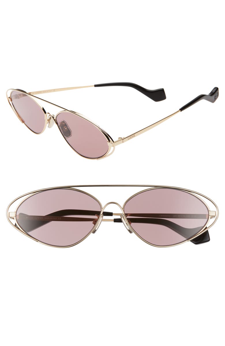 Loewe 60mm Tinted Oval Aviator Sunglasses, Main, color,