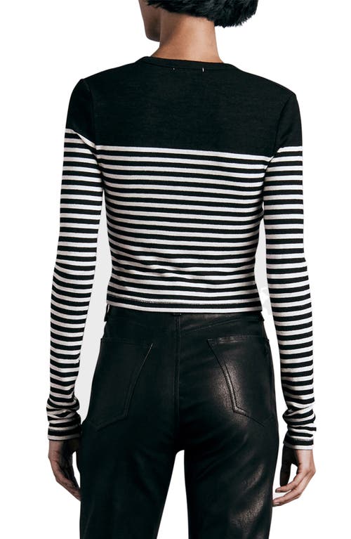 Rag & Bone Breton Stripe Crewneck Sweater In Black