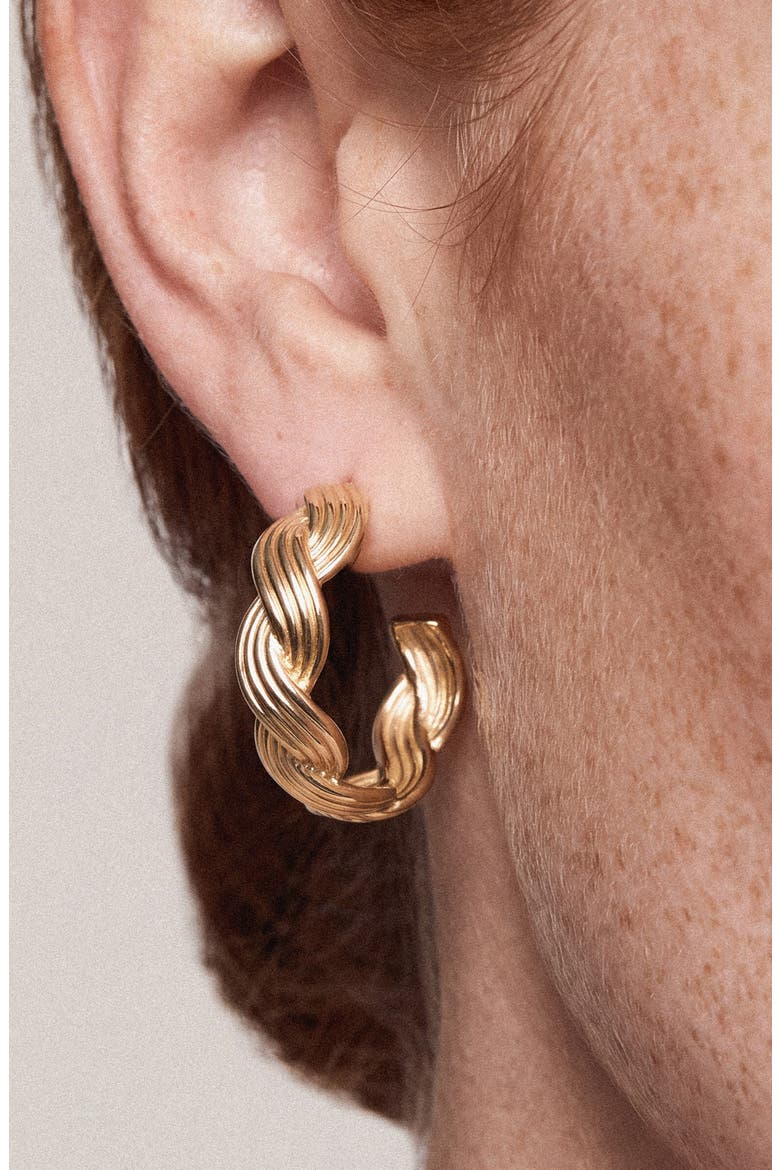 Modern Day Twist Hoop Earrings, Alternate, color, GOLD